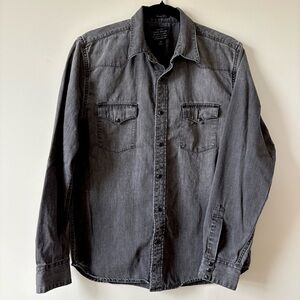 Lucky Brand Black Label Washed Black Denim Western Shirt - Men’s Size Medium